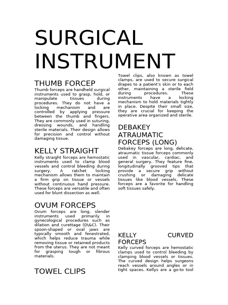 Overview of Essential Surgical Instruments | PDF | Surgical Specialties ...