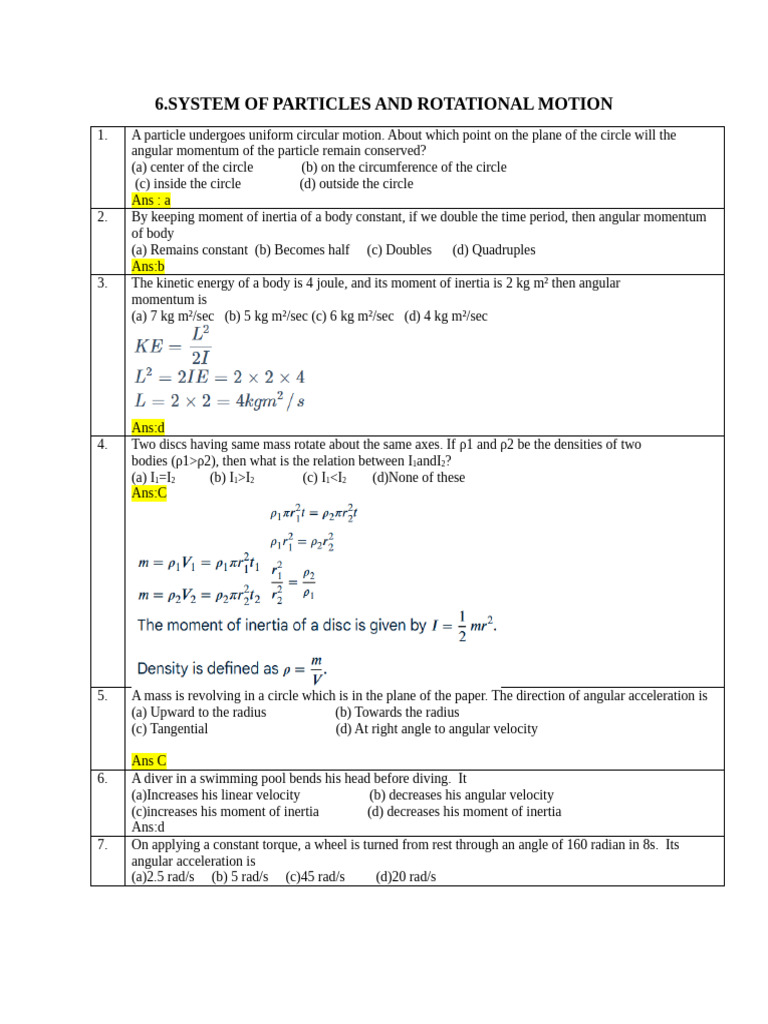 Angular Momentum and Rotational Dynamics | PDF | Angular Momentum ...