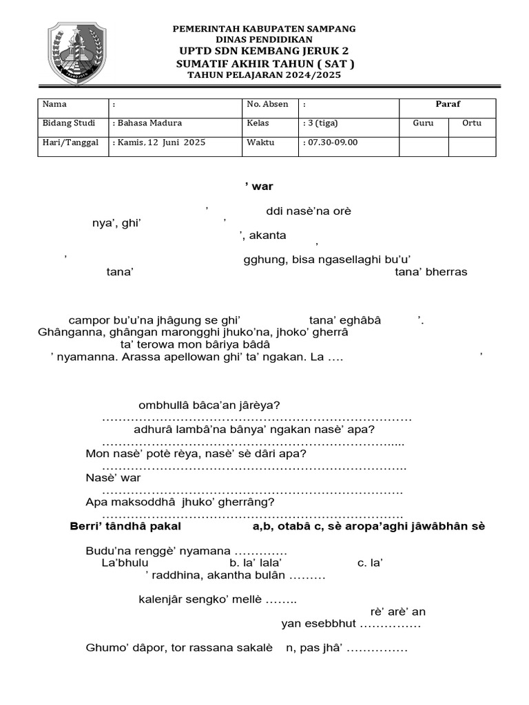 SAT Madura 3 24-25 | PDF