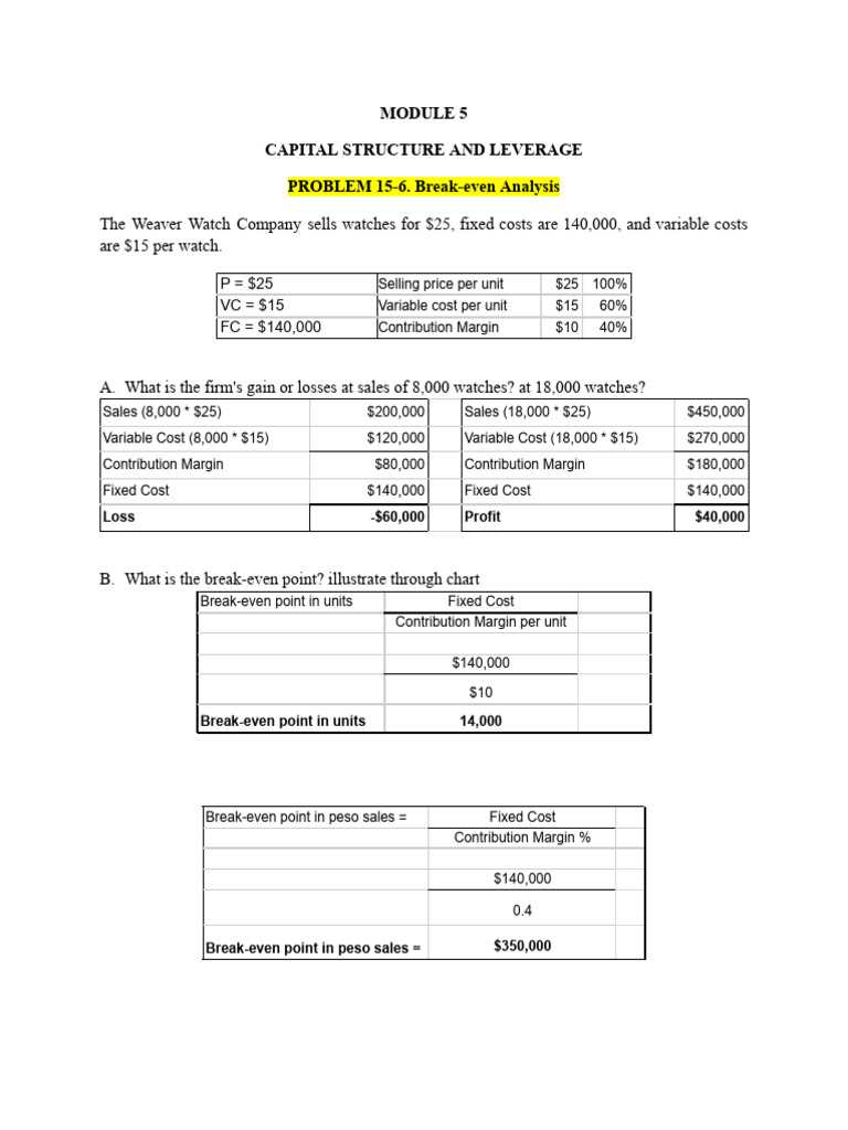 Break-even and Leverage Analysis | PDF | Capital Structure | Beta (Finance)