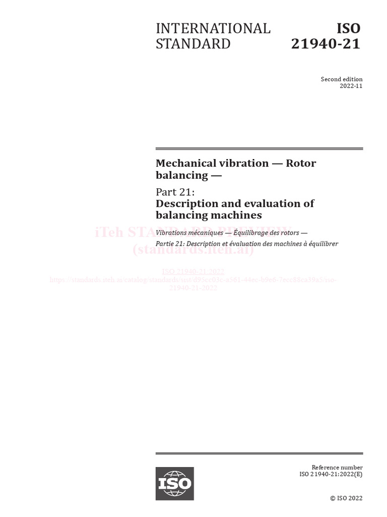 ISO 21940-21: Rotor Balancing Machines | PDF | International ...