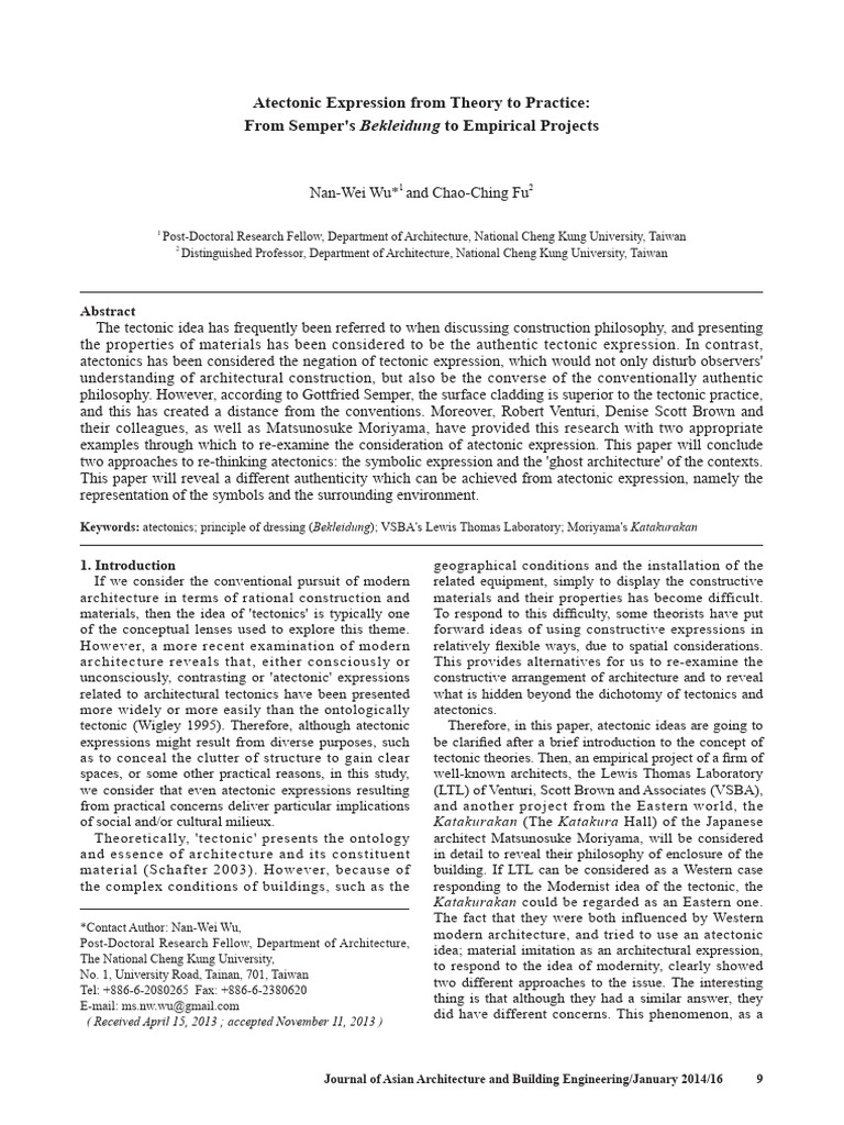 Atectonic Architecture: Theory and Practice | PDF | Idea ...