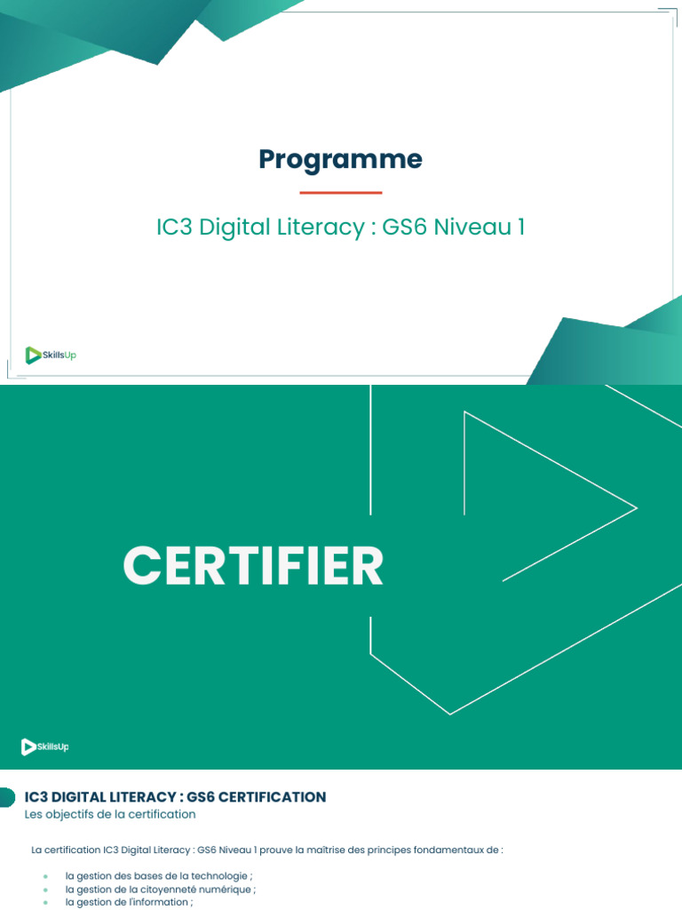 Certification IC3 Digital Literacy GS6 | PDF | Sécurité des systèmes d ...