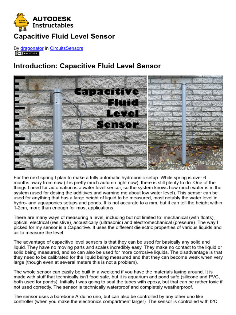 Capacitive Water Level Sensor Guide | PDF | Capacitor | Vacuum Tube