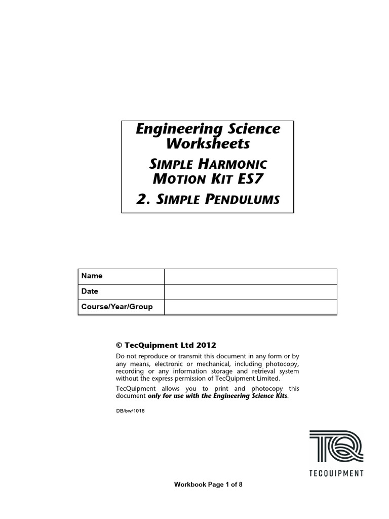 Simple Pendulum Experiment Worksheet | PDF | Pendulum