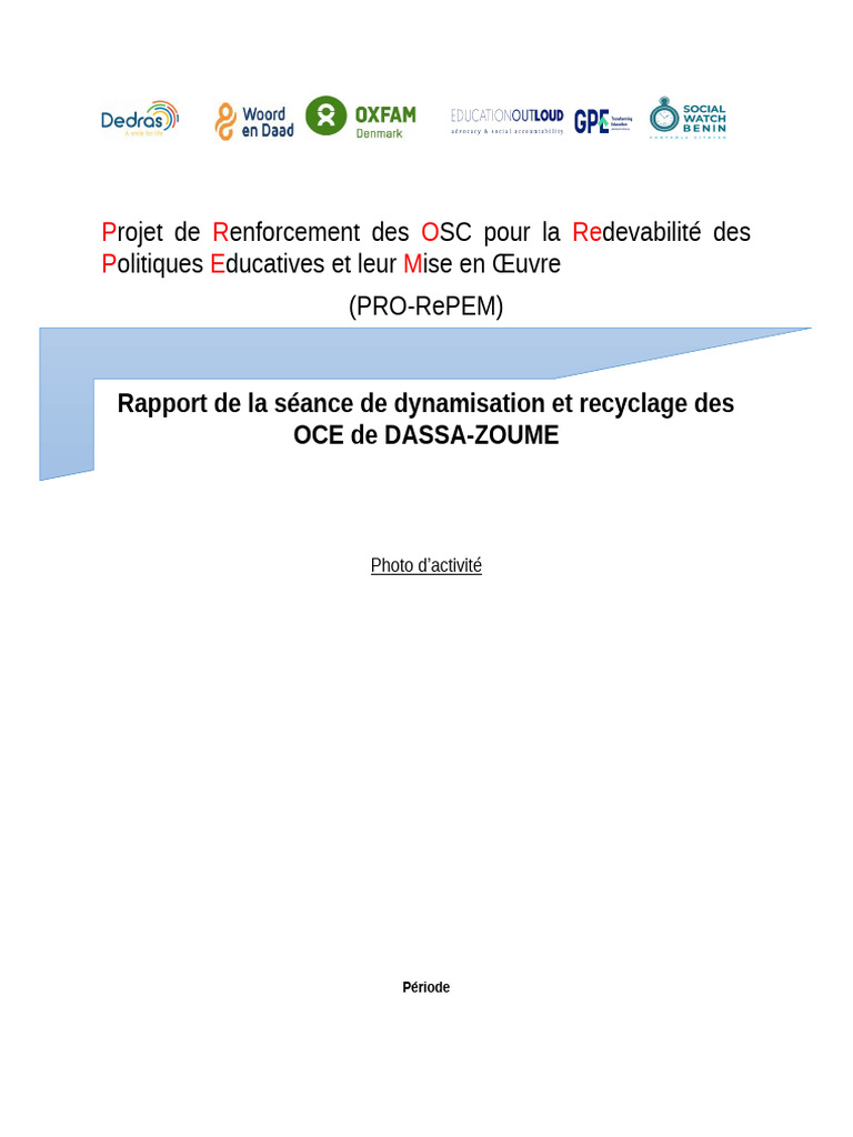Dynamisation des OCE à Dassa-Zoumé | PDF