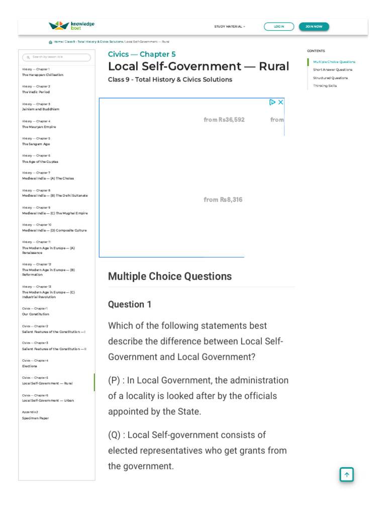 Local Self-Government in Rural Areas | PDF | Government Of India