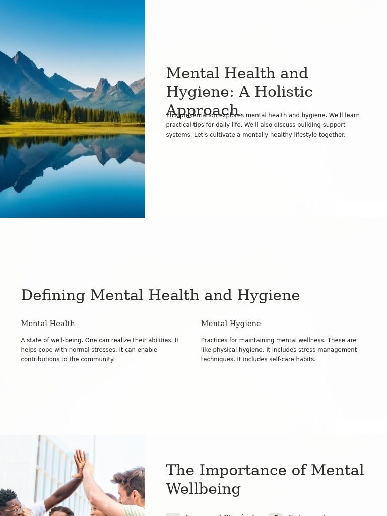 Mental Health and Hygiene A Holistic Approach | PDF | Mental Health | Sleep