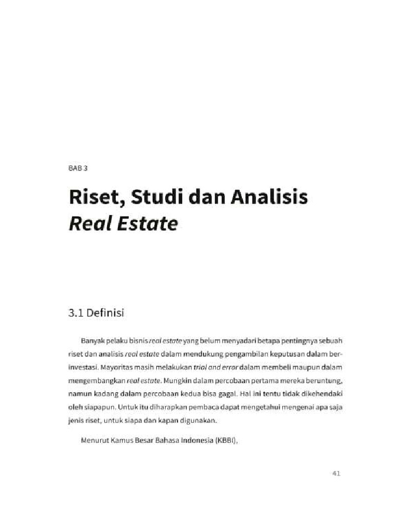 Bab 3 Riset, Studi, Dan Analisis Real Estate | PDF