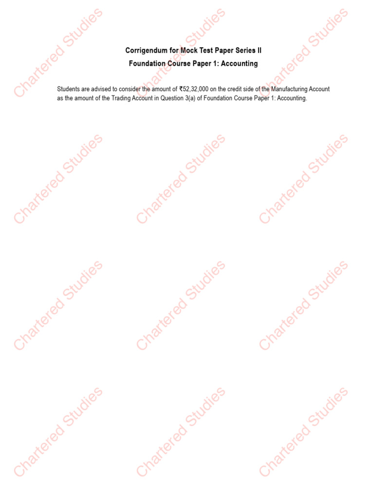 Corrigendum For Mock Test Paper Series IIFoundation Course Paper | PDF