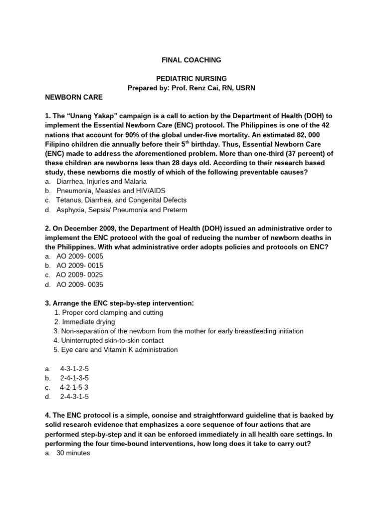 Essential Newborn Care Protocol Guide | PDF | Congenital Heart Defect ...
