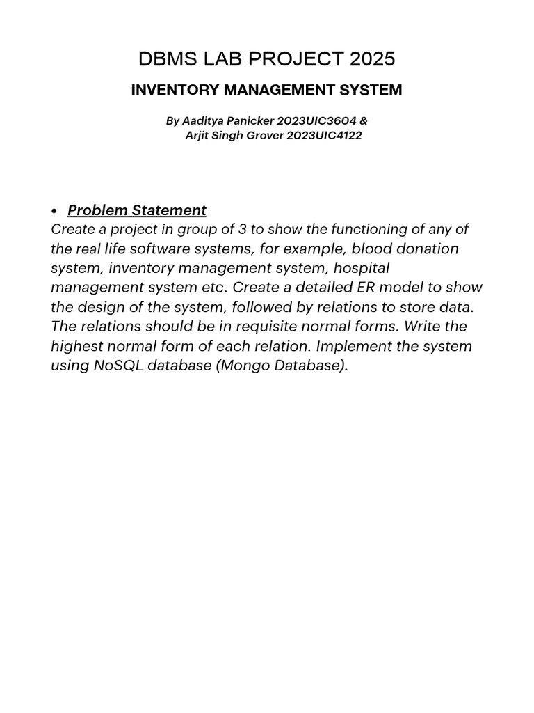 DBMS Lab Project 2023UIC3604:2023UIC4122 | PDF