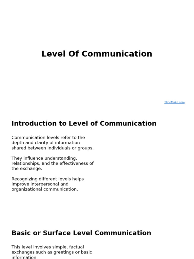 Understanding Communication Levels | PDF | Communication | Psychology