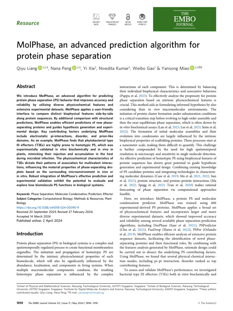 MolPhase: Predicting Protein Phase Separation | PDF | Proteins ...