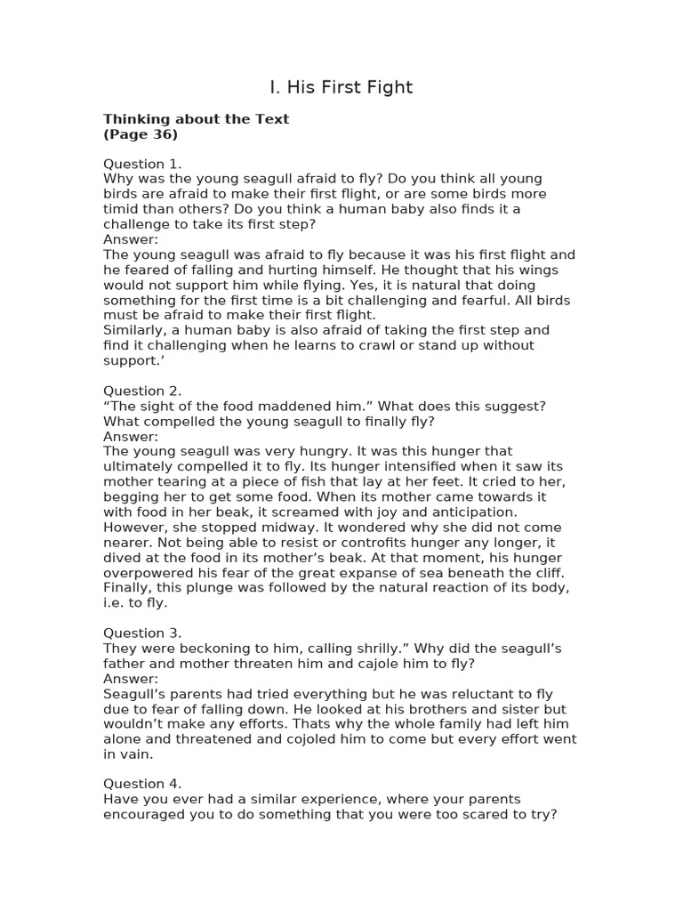 Class 10 English: His First Flight Q&A | PDF