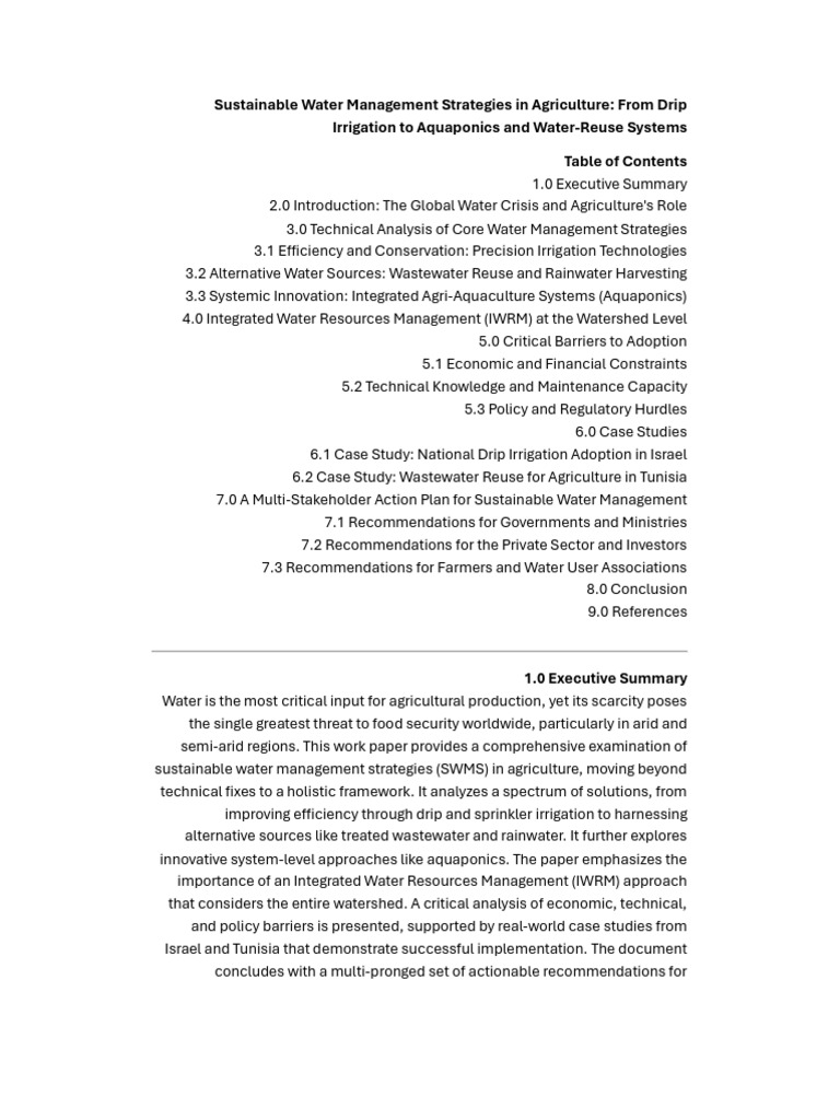Sustainable Water Management | PDF | Irrigation | Reclaimed Water