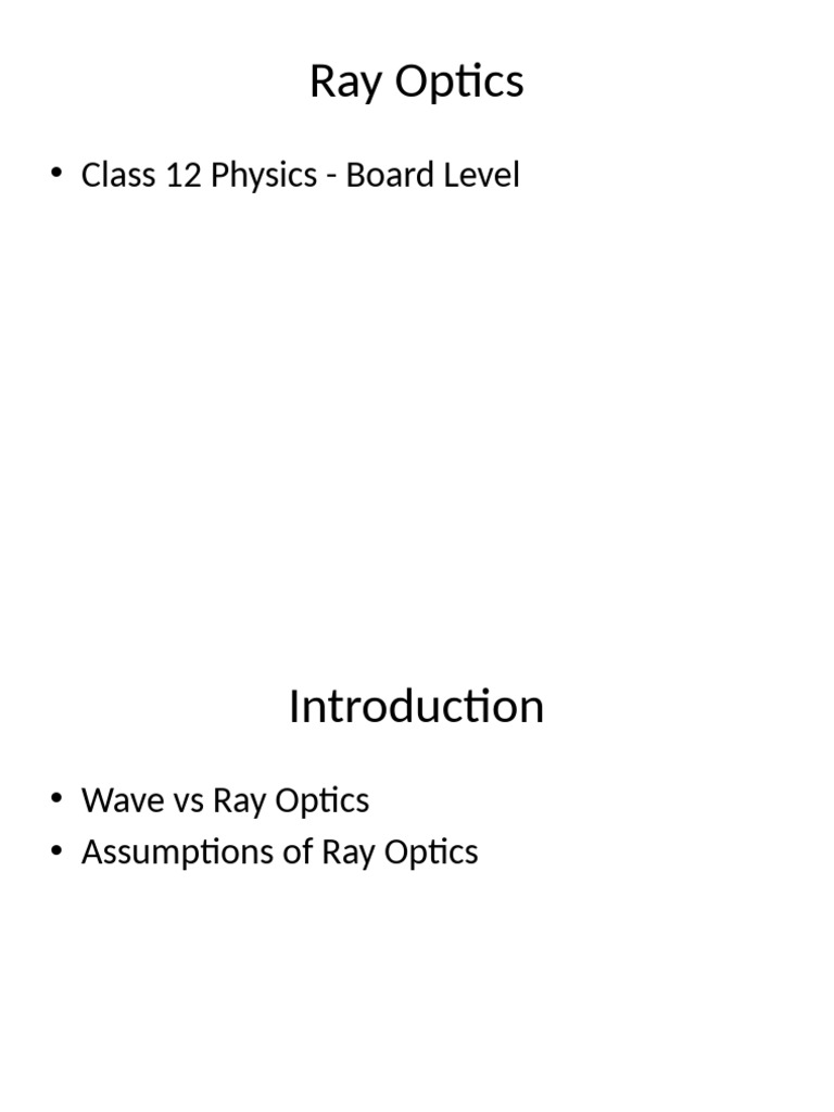Comprehensive Guide to Ray Optics | PDF