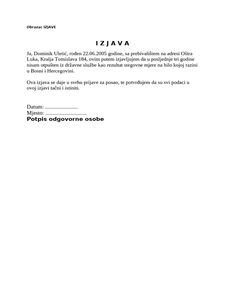 Izjava 2 Ispravna! | PDF