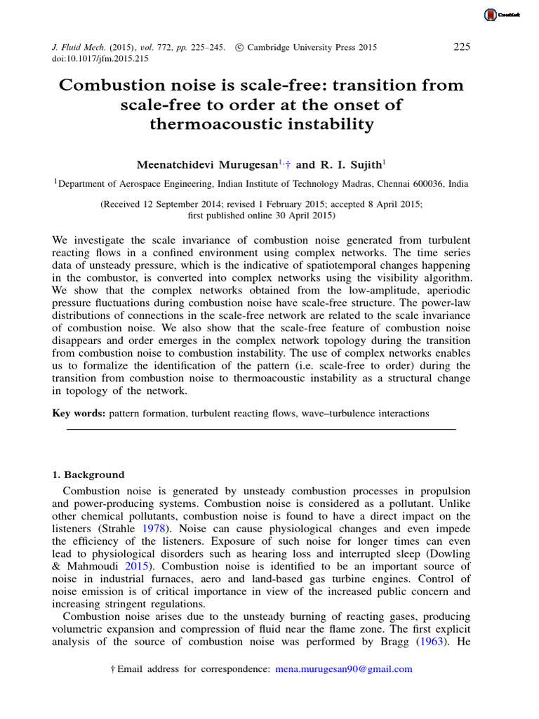 Murugesan&Sujith JFM 2015 | PDF | Turbulence | Chaos Theory