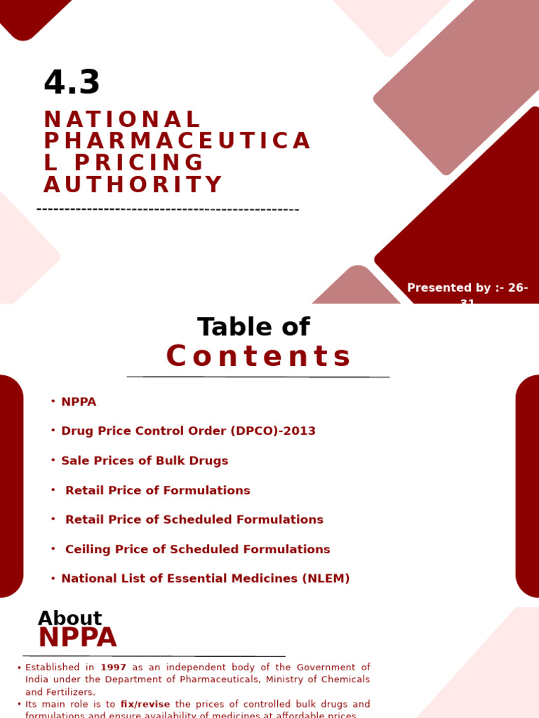 NPPA Overview and DPCO 2013 Details | PDF | Generic Drug | Price Controls