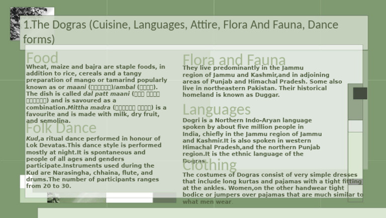Dogra Culture: Dance, Food, Language, Attire | PDF