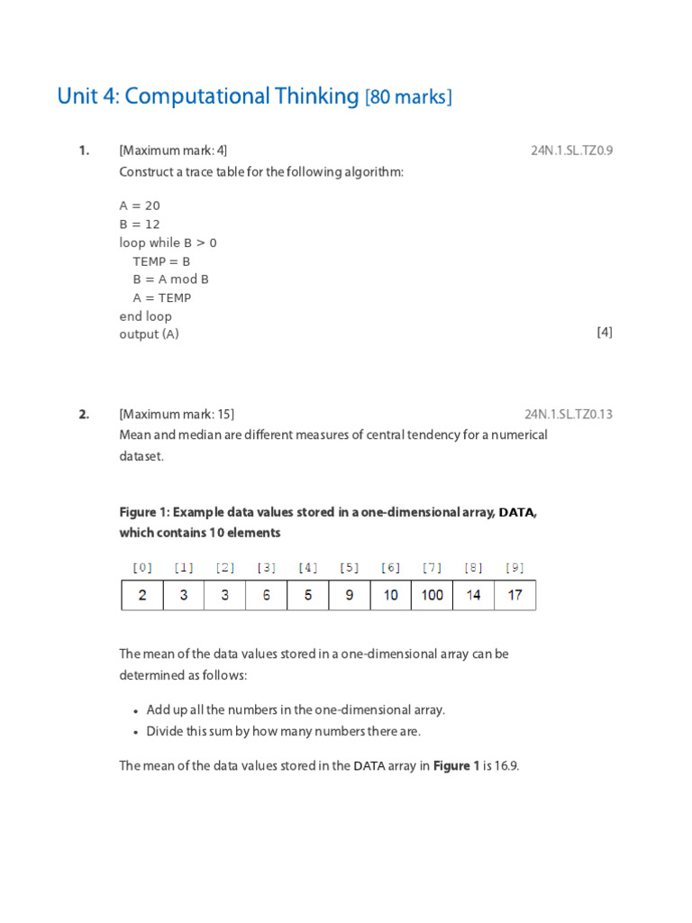 Computational Thinking Algorithms Guide | PDF | String (Computer ...