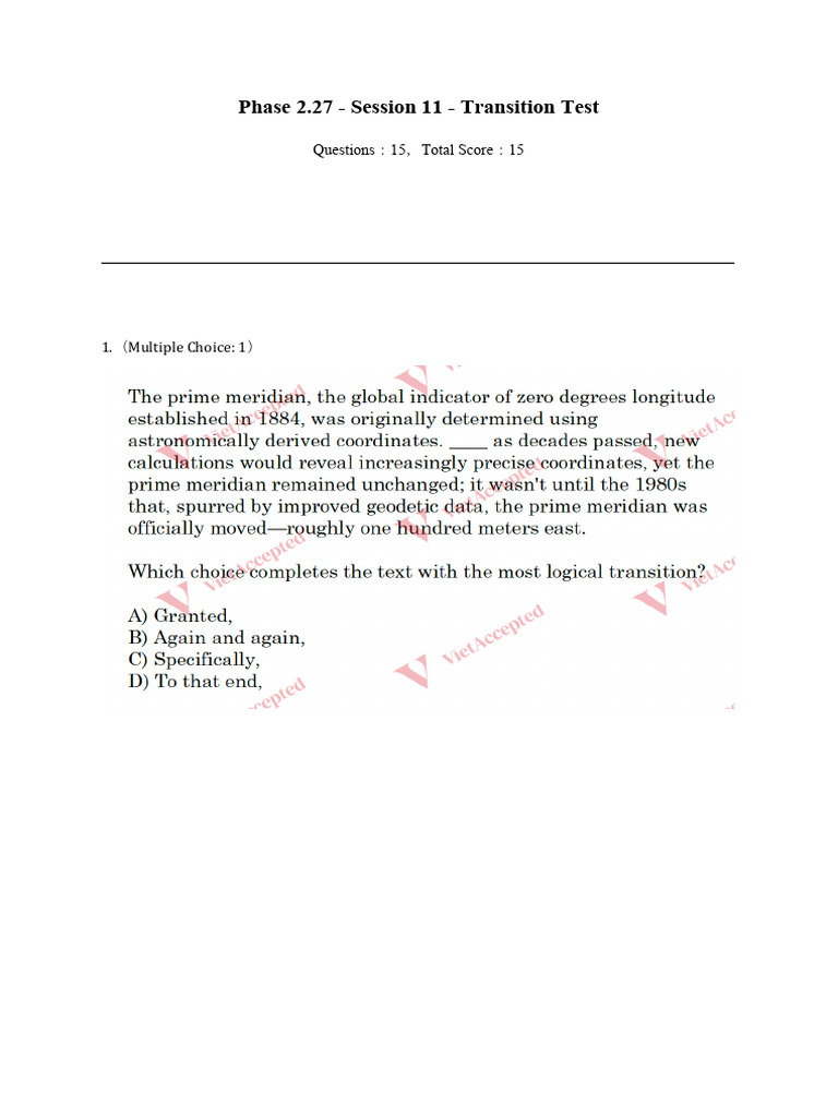 Phase 2.27 - Session 11 - Transition Test | PDF