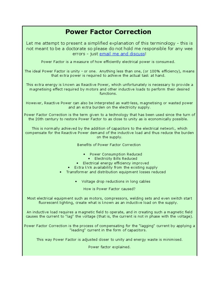 Power Factor Correction PDF Force Electrical Engineering