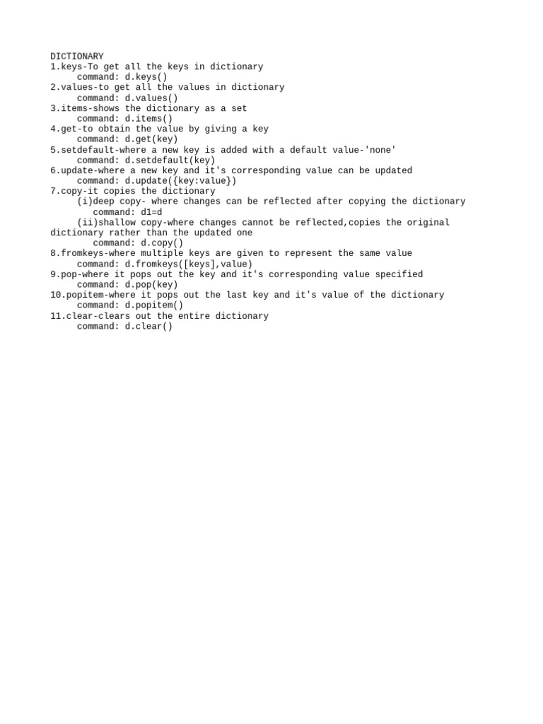 Essential Python Dictionary Methods | PDF