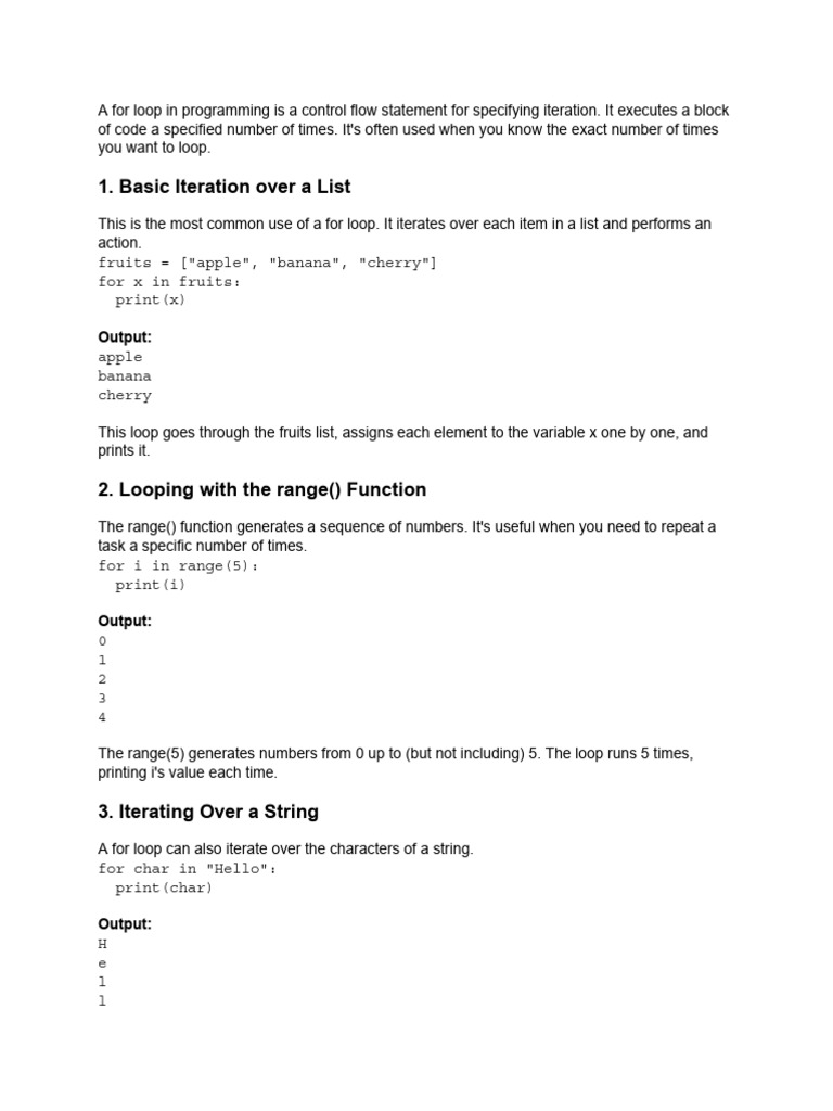 Understanding For Loops in Programming | PDF