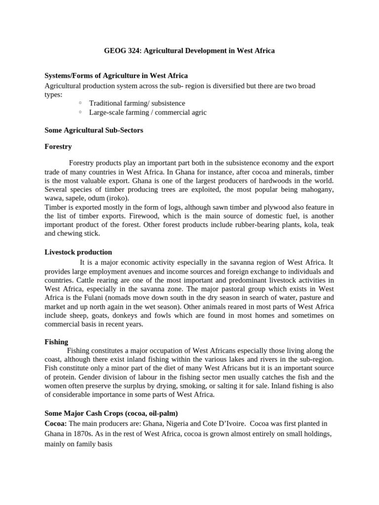 Agricultural Development in West Africa | PDF | West Africa | Ivory Coast