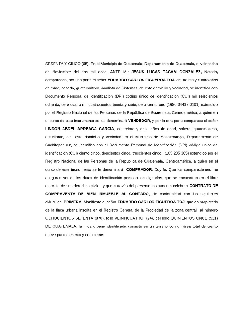 Contrato de Compraventa en Guatemala | PDF | Guatemala