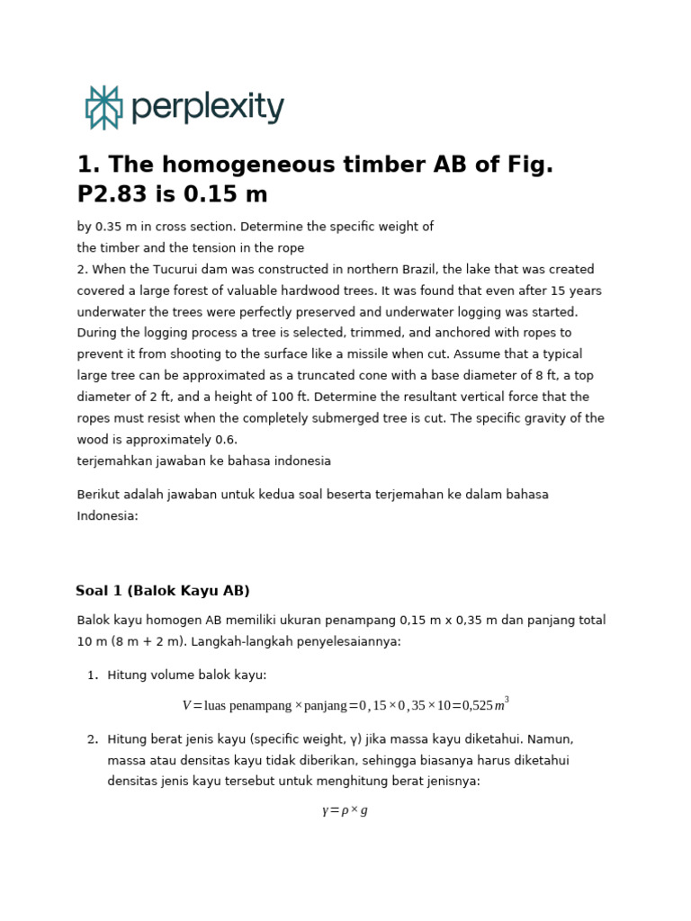 Timber Weight and Tension Calculations | PDF
