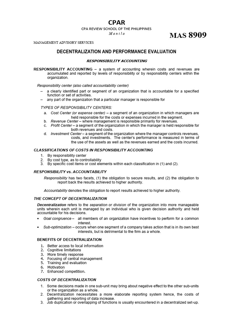 Decentralization and Performance Evaluation | PDF | Return On ...