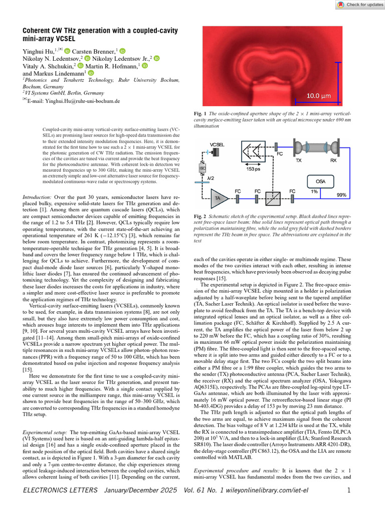 Coherent CW THz Generation with VCSEL | PDF | Laser | Terahertz Radiation