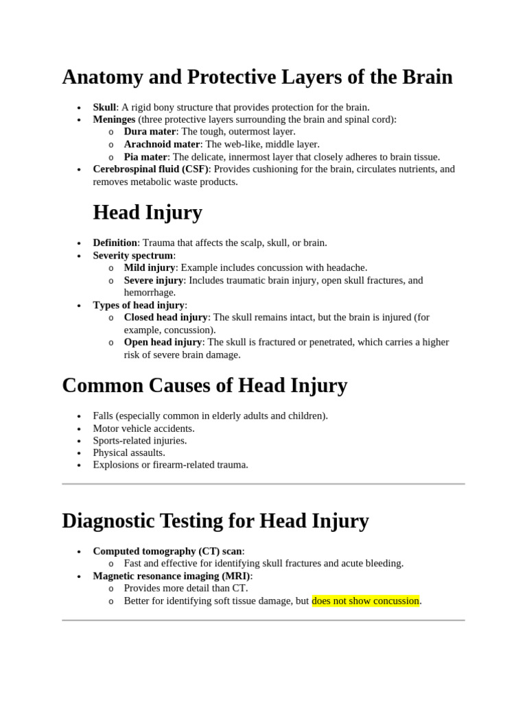 Head Injury Assessment and GCS Guide | PDF | Traumatic Brain Injury ...