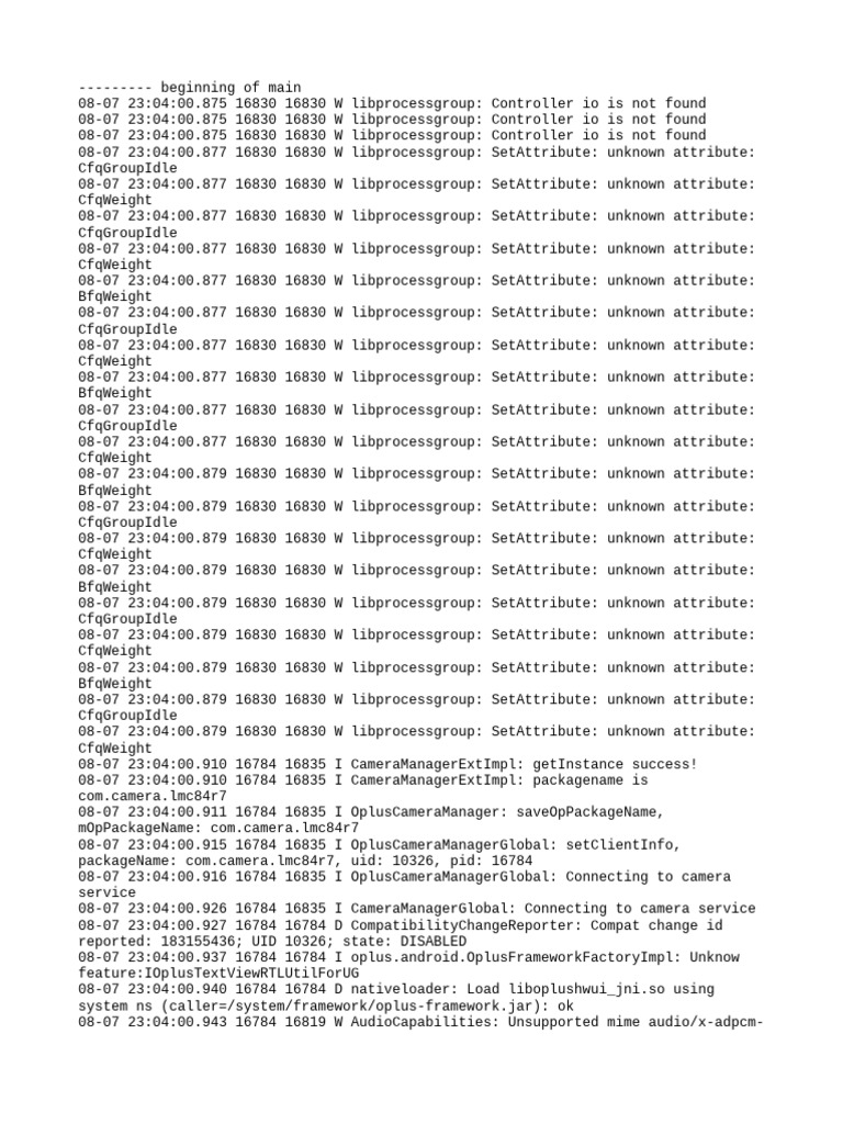 Oplus Camera Manager Log Analysis | PDF | System Software | Software