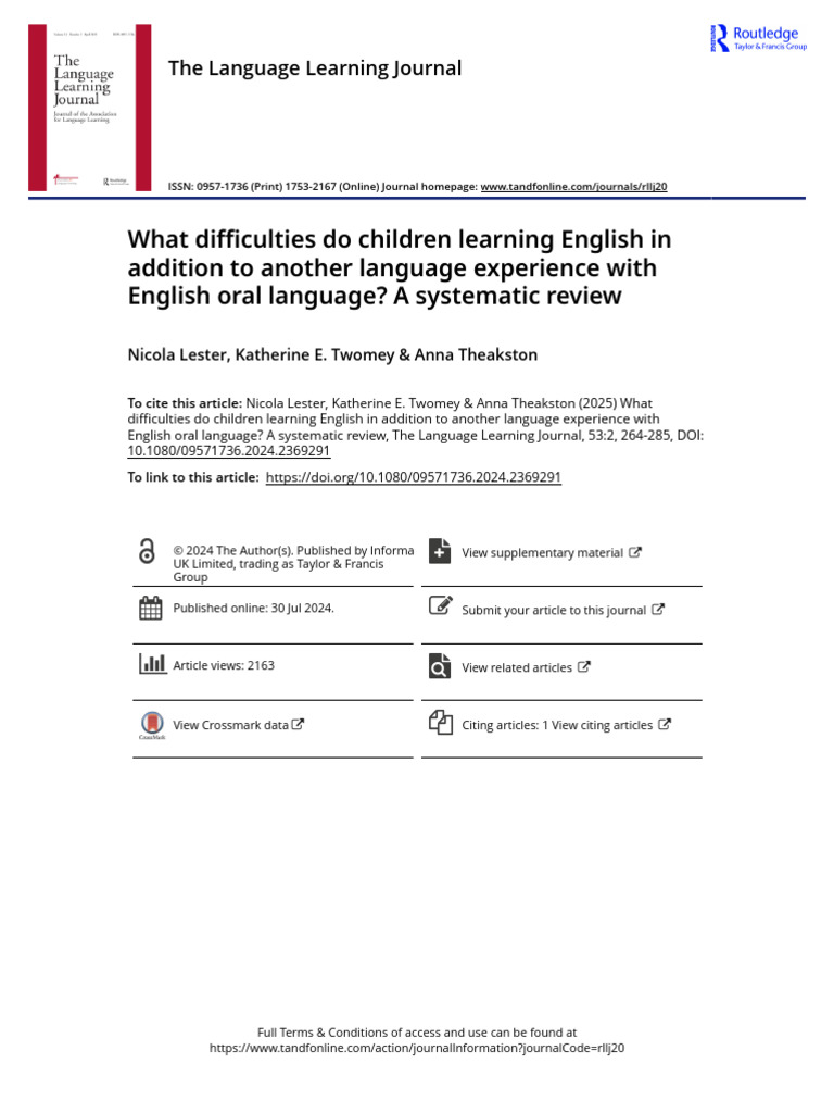 Difficulties in English for Bilingual Children | PDF | English As A ...