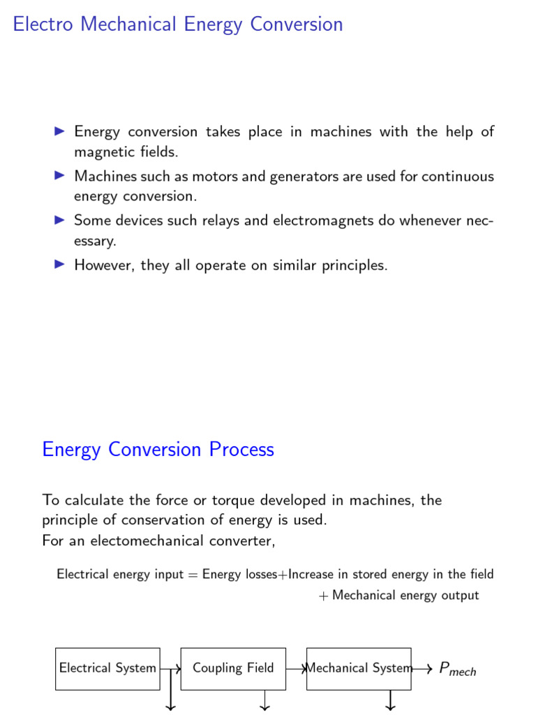 Electro Mechanical Energy Conversion Principles | PDF ...