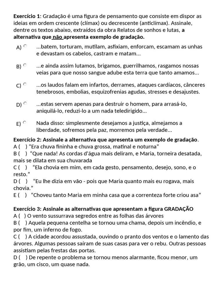 Exemplos de Gradação em Textos | PDF | Pensamento