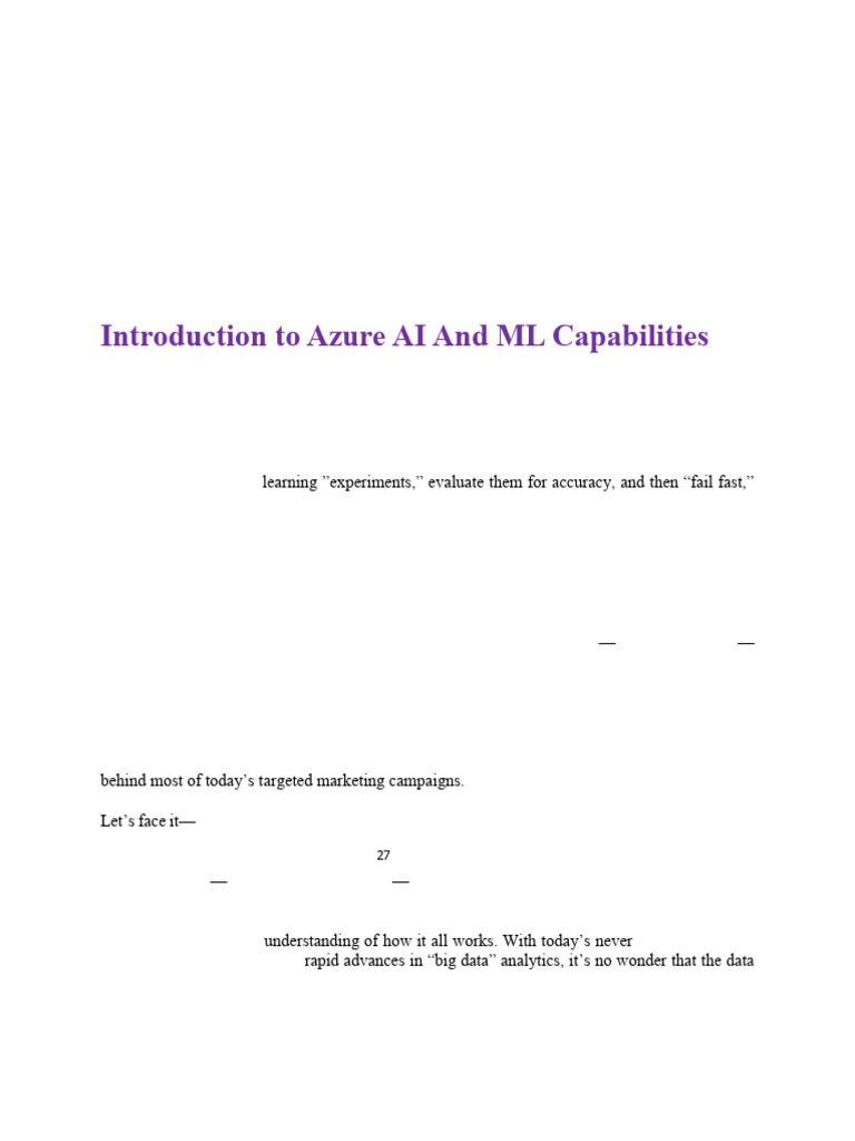 Azure Machine Learning Overview and Tools | PDF | Machine Learning ...