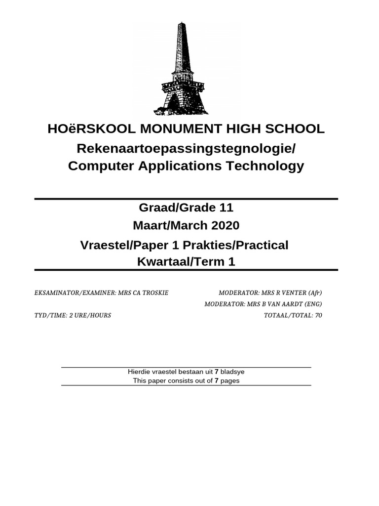Grade 11 Computer Applications Exam | PDF | Spreadsheet | Computing