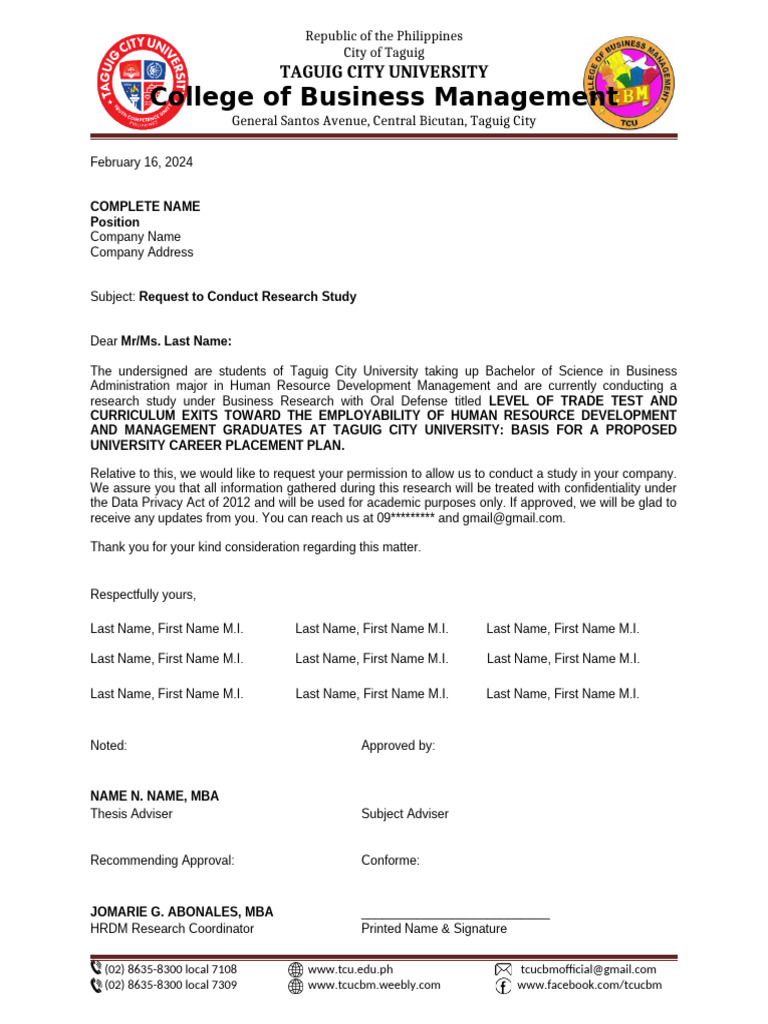 Permission To Conduct Research | PDF