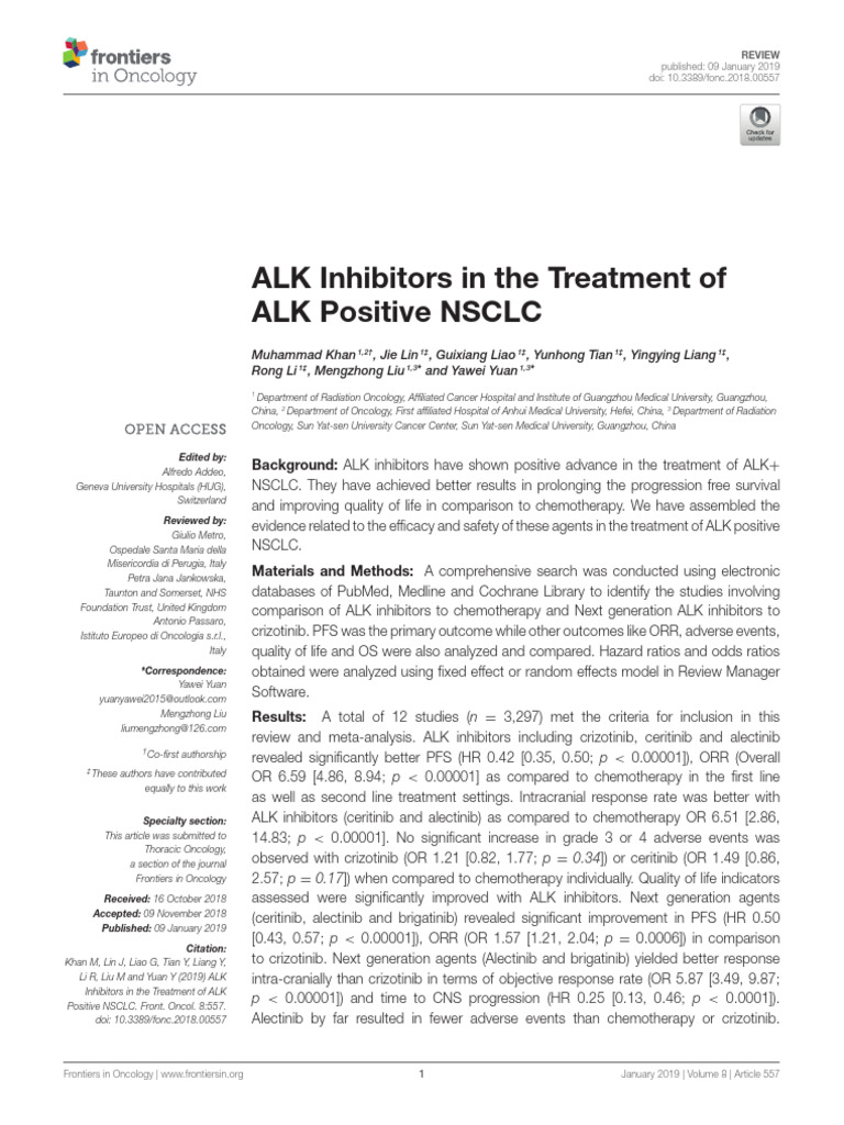 ALK Inhibitors for ALK+ NSCLC Treatment | PDF | Oncology | Medical ...