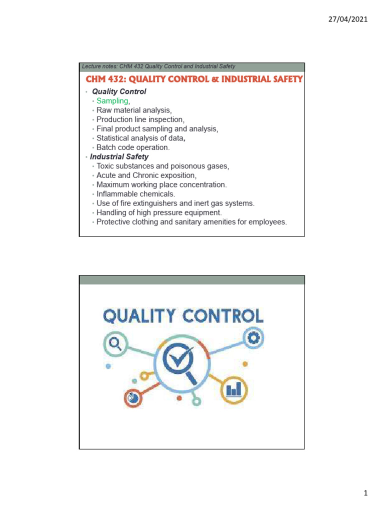 Quality Control & Safety Sampling Methods | PDF | Sampling (Statistics ...