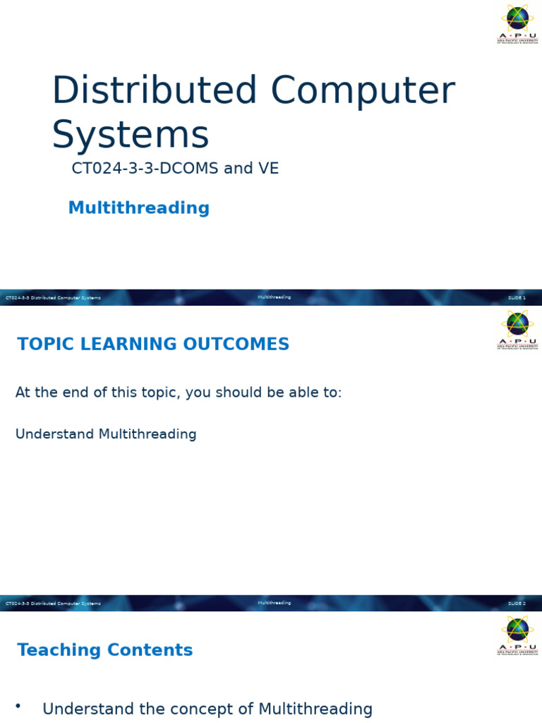 DCOMS Week 10 Multithreading | PDF | Thread (Computing) | Distributed ...