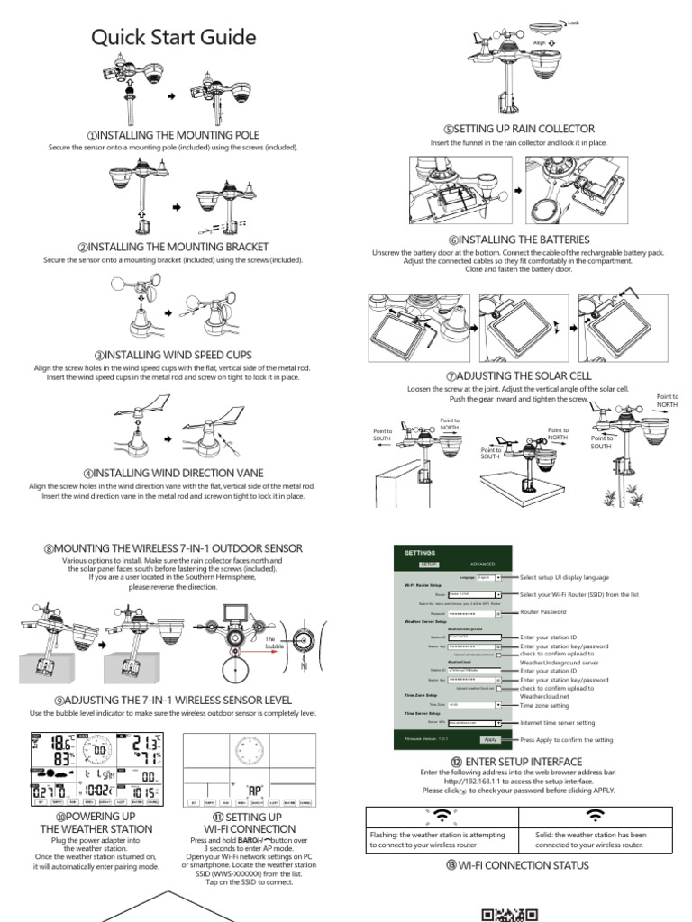 7-in-1 Weather Station Setup Guide | PDF | Wi Fi | Rain