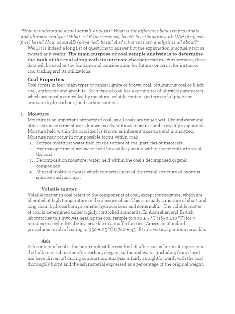 Coal Analysis | PDF | Coal | Lignite