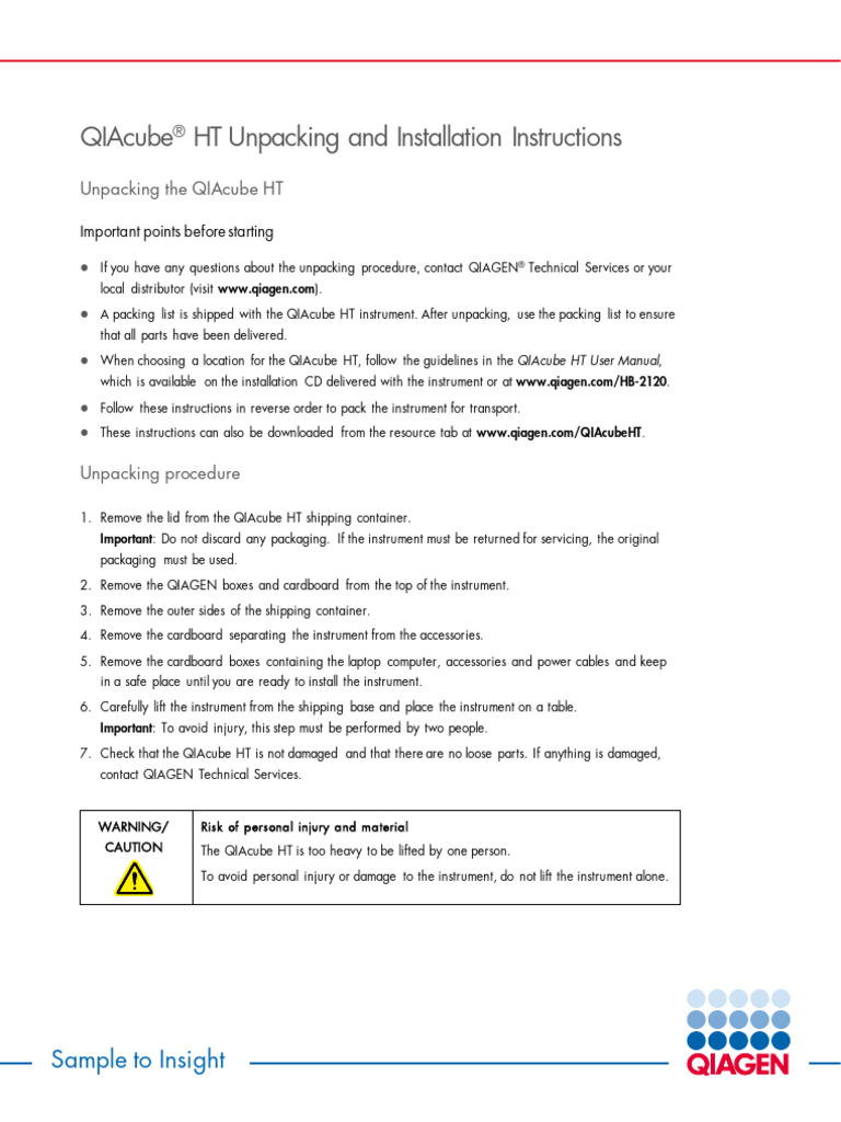 QIAcube HT Unpacking Instructions | PDF | Usb | Microsoft Windows
