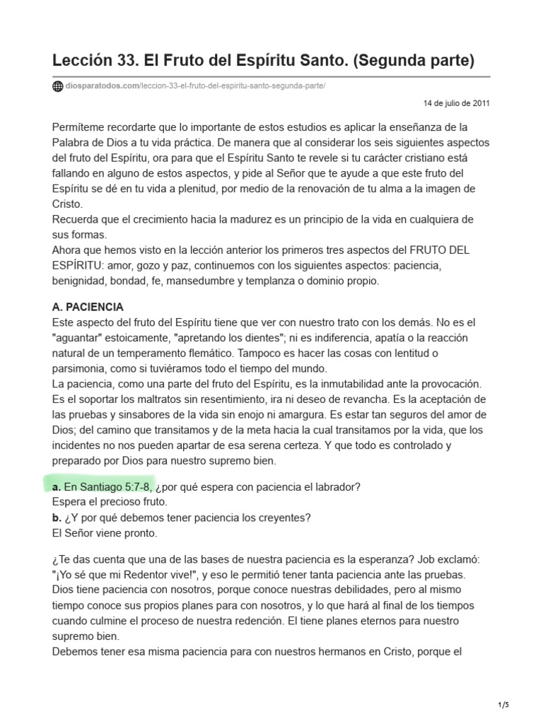 Aspectos del Fruto del Espíritu Santo | PDF | Fruto Del Espiritu Santo | Fe
